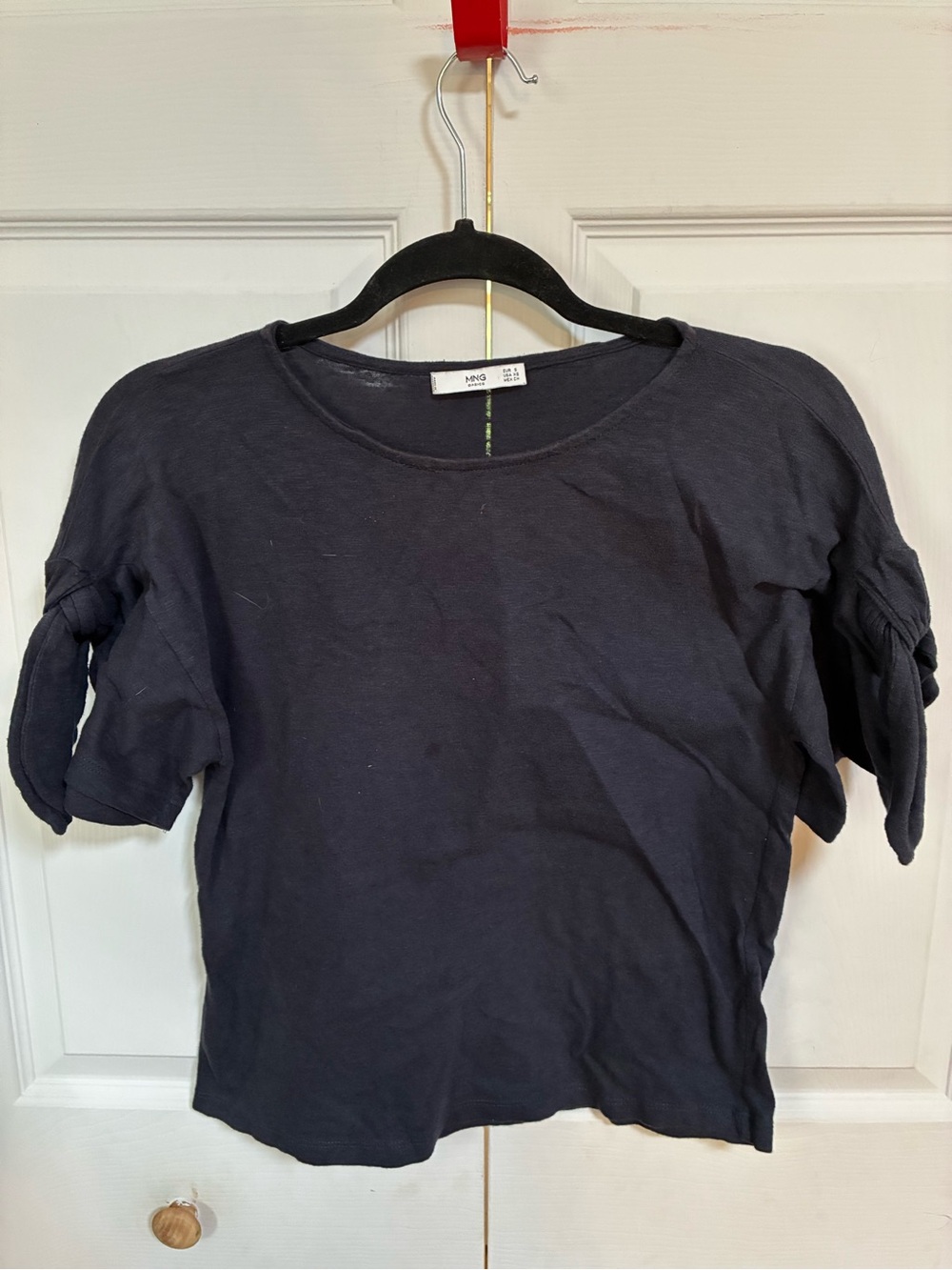 MNG by Mango Dark Navy Short-Sleeve Knot Sleeve Tee XS
